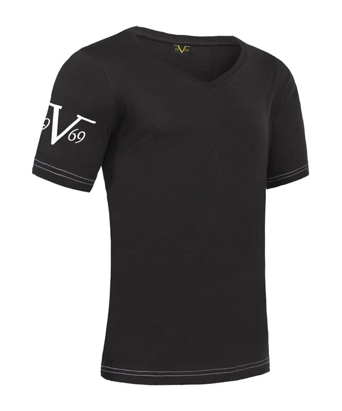 T-Shirt V-Neck Herren schwarz